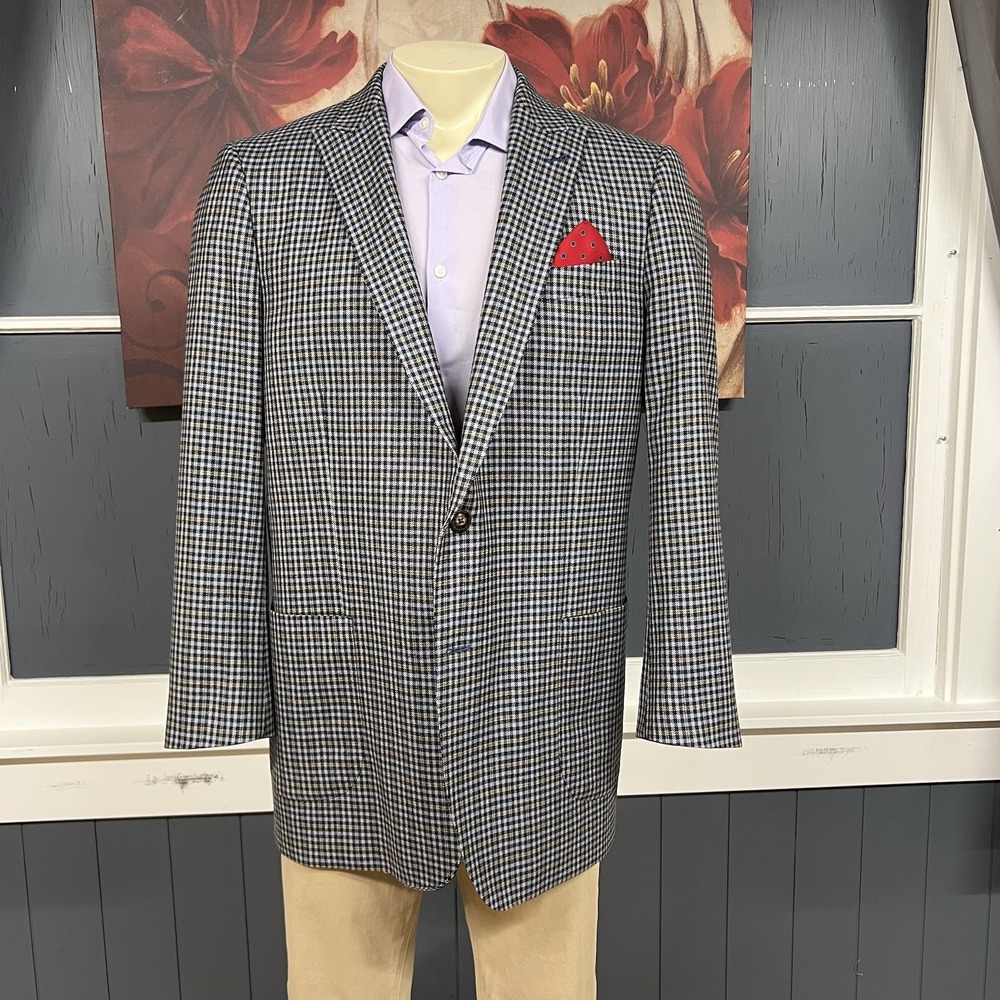 Indochino Custom Blazer Sport Coat Mens 46R Tailored Navy/Blue/yellow Soft‎ Knit - Picture 2 of 14